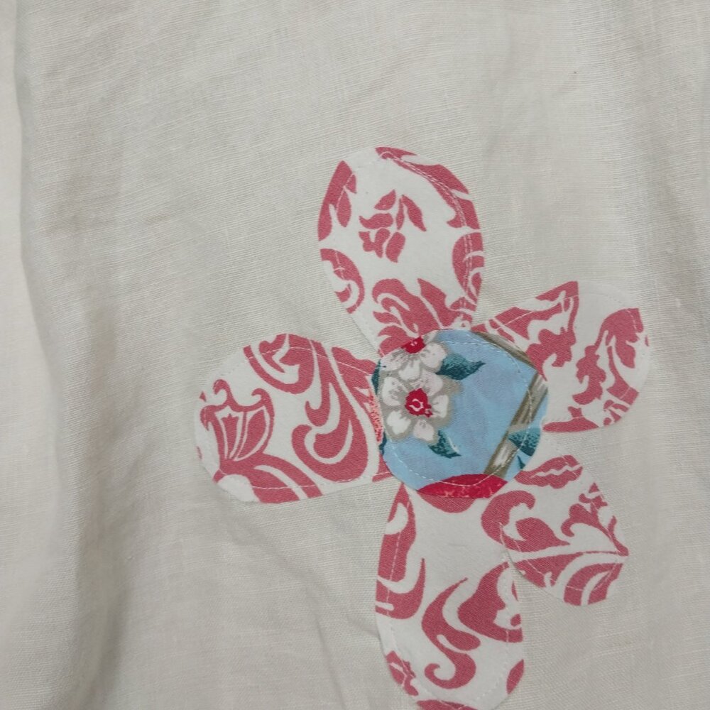3481 Size XL Long Duster Upcycled from Embroidered Linen /Cotton Tablecloths, . - Picture 8 of 14